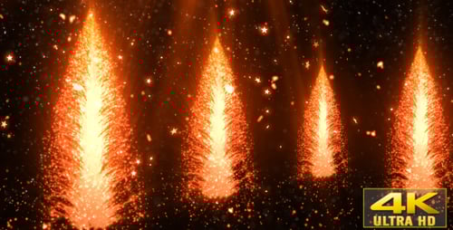 Golden Particle Christmas Trees Animation with Falling Stars
