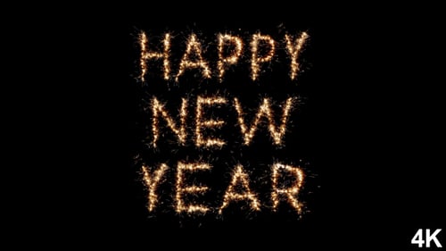 Happy New Year Sparkler Text Reveal Animation