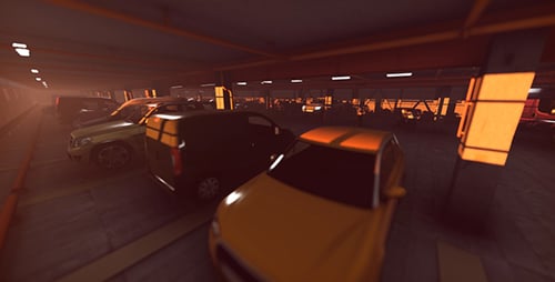 Modern 3D Animation of Cars in an Underground Parking Garage