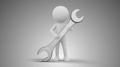 3D Man Holding A Large Wrench Loop