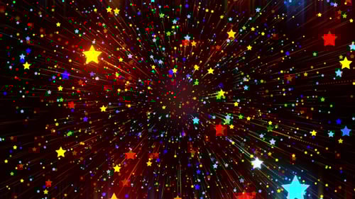 Dynamic Colorful Stars Bursting Particle Celebration Background
