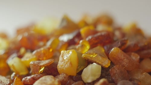 Pile of Raw Amber Stones Close Up