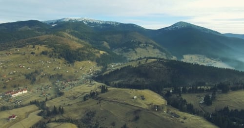 Carpathian Village in Mountains