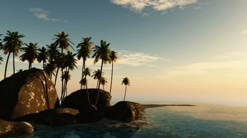 Tropical Island with Palms