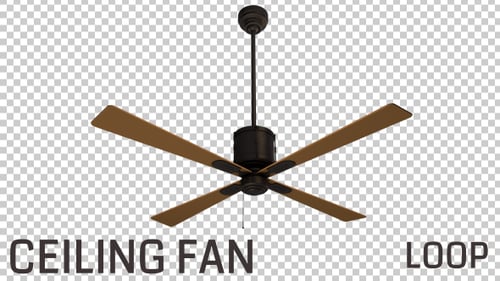 Animated Modern Ceiling Fan Rotating on Transparent Background