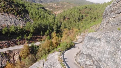 Mountain Road Cycling Adventure Aerial View