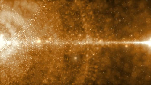 Golden Particle Wave and Light Beam Abstract Background