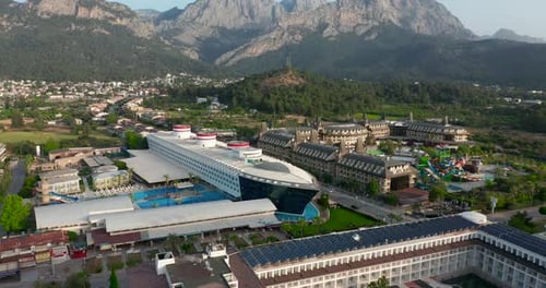 Aerial Drone Shot of the Ocean Beach and Mountain Coast in Antalya Kemer Turkey