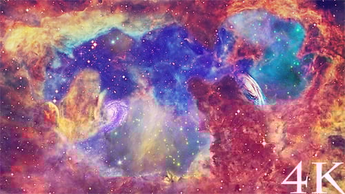 Vibrant Cosmic Space Nebula with Twinkling Stars Background