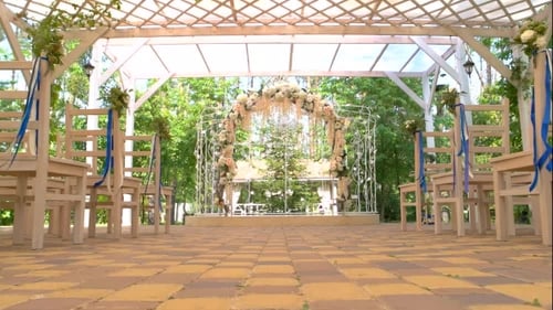 Idyllic Outdoor Wedding Venue With Floral Decorations