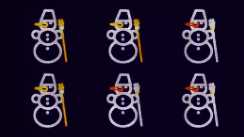 Animated Christmas Snowman Pixel Art Pattern Background