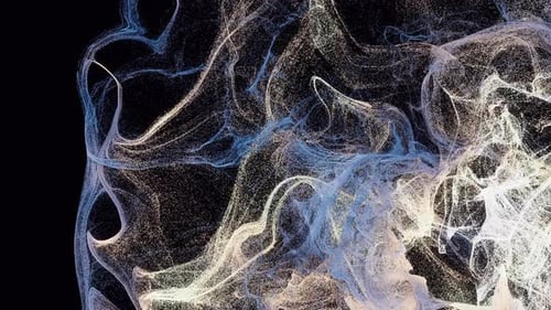 Flowing particles and wave pattern background