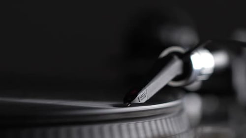 Turntable Stylus Plays Vinyl Record Close Up