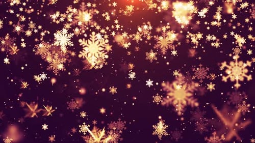 Elegant Golden Snowflakes Falling Holiday Celebration Background