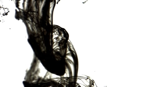 Black Ink Flowing on White Background