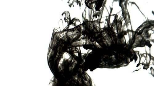 Abstract Black Ink Swirling in Liquid