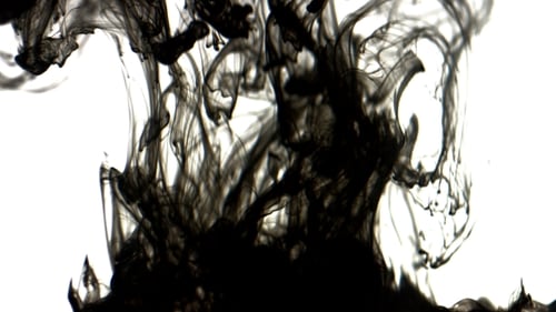Abstract Black Ink Spreading in Water