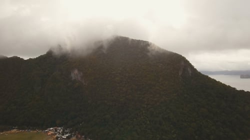The Beautiful Bay with Mountains Rocks Aerial View. Tropical Islands.