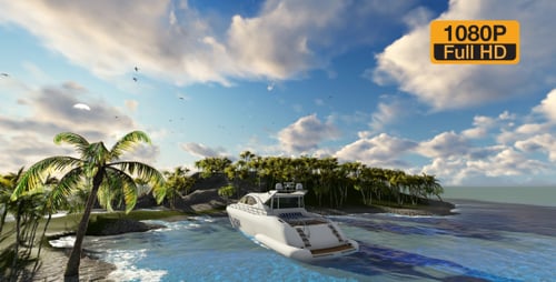 Yacht Near Palms Island