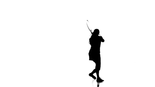Female Tennis Player Silhouette Animation Playing on White