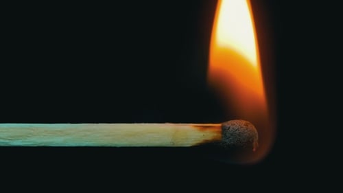 Match Ignites and Burns in Macro Shot