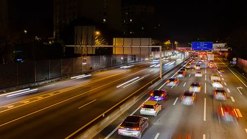 Night Time-Lapse of City Traffic on Highway