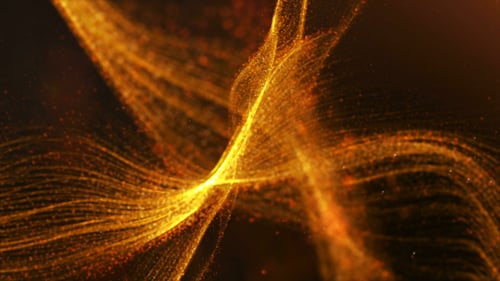 Golden Particle Flow Waves Abstract Motion Background