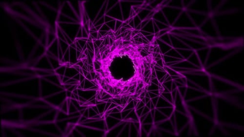 Glowing Purple Futuristic Tunnel Network Loop Background