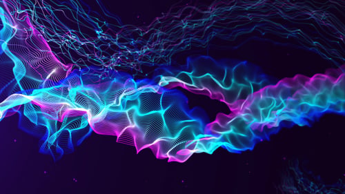 Abstract Neon Particle Wave Flow Background