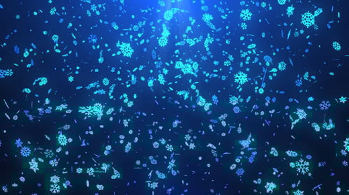 Glowing Blue Snowflakes Falling Winter Background