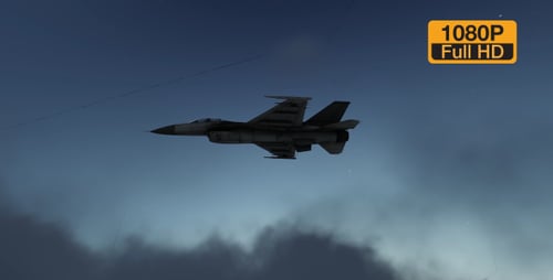 3D Fighter Jet Flying Through Clouds Animation