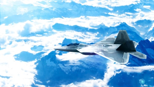 Jet Flighter Over Mountains