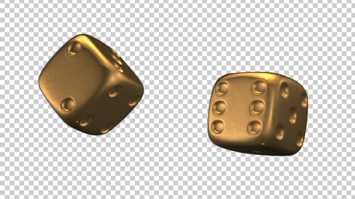 Animated Golden Casino Dice Rolling Across Screen