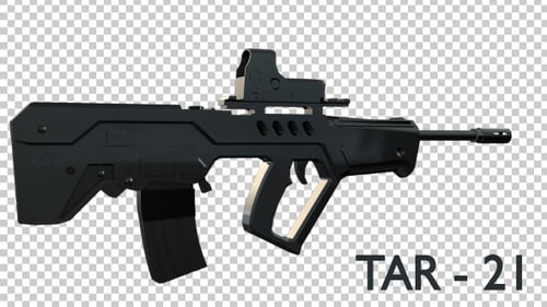 Modern 3D Assault Rifle Rotating on Transparent Background