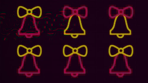 Animated Neon Christmas Bells Seamless Loop Background