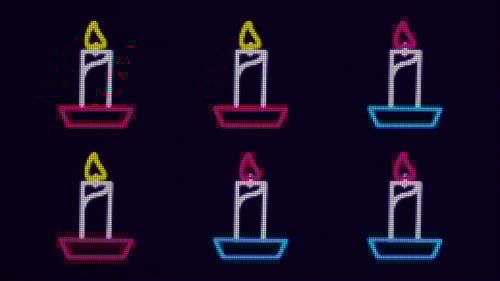 Animated Neon Pixel Art Candles Looping Background Pattern