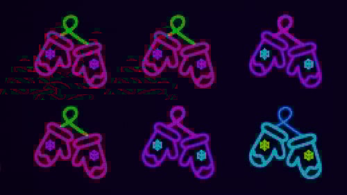 Neon Pixel Mittens Seamless Loop for Winter Holidays