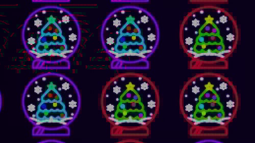 Animated Pixel Christmas Snow Globes Festive Retro Background