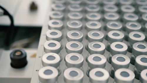 Rows of Vials in Pharmaceutical Laboratory