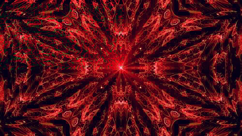Red Glowing Kaleidoscope Abstract Geometric Motion Background