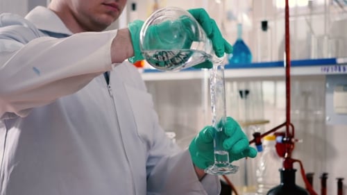 Pour the Liquid From the Flask Into a Beaker.