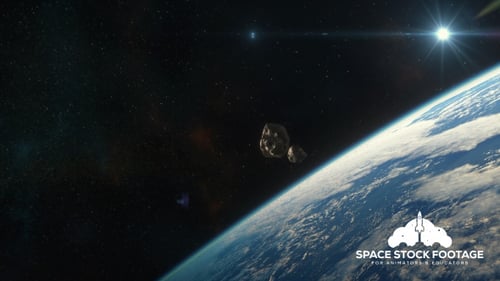 Asteroids Fly Past Earth in Realistic 3D Space Animation
