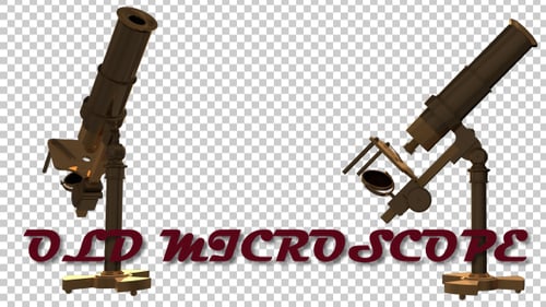 Animated Vintage Microscope Rotating on Transparent Background