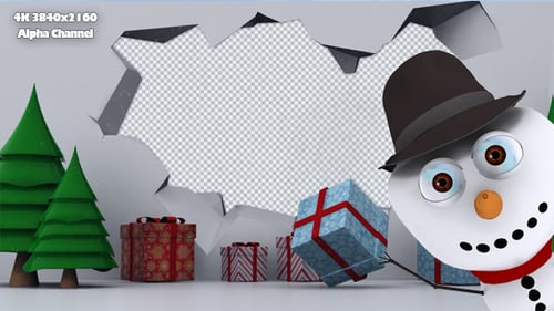 Christmas Snowman Explodes Wall to Reveal Content