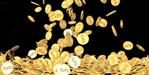 Animated Shower of Golden Dollar Coins
