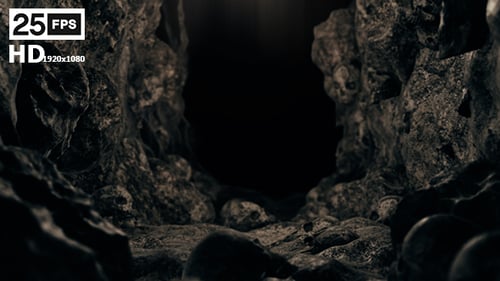 Dark Cave Full of Skulls 3D Animation