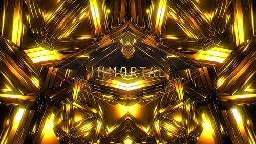 Glowing Golden Geometric Triangle Abstract Loop Background