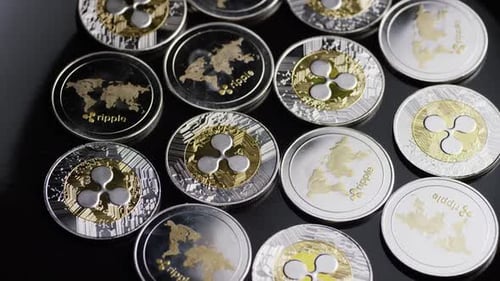 Close Up of Ripple Cryptocurrency Coins