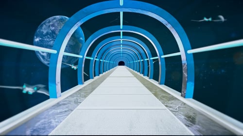 Blue Neon Futuristic Space Tunnel Animation