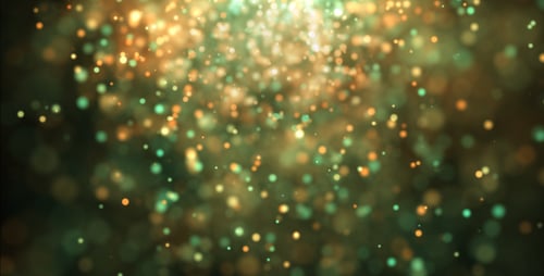 Abstract Gold and Green Bokeh Particles Floating Up Animation